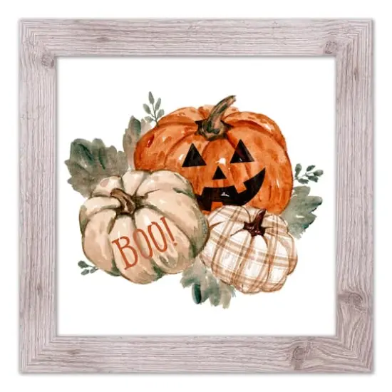 Watercolor Pumpkins 16" x 16" Western White Framed Print {1}