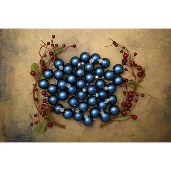 Whitehurst 40ct. 1.25" Glossy Glass Ball Ornaments Midnight Blue Shiny {4}