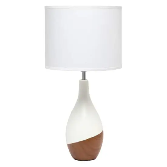 Simple Designs Strikers Basic Table Lamp Off White/Dark Wood {1}