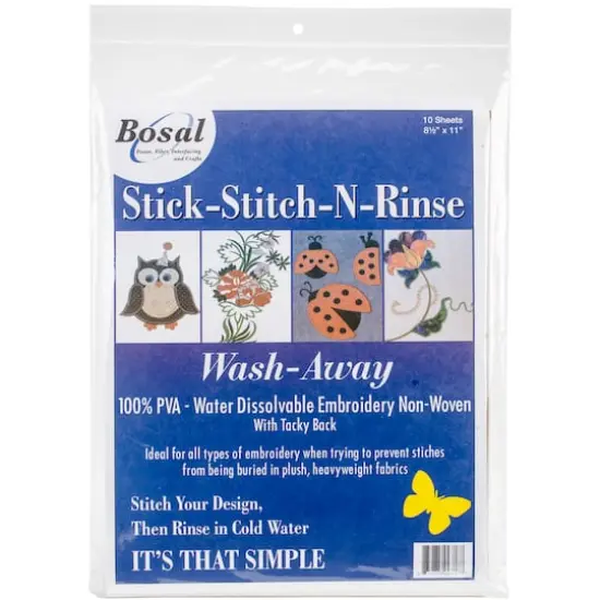 Bosal Stick-Stitch-N-Rinse Wash-Away Stabilizer, 10ct. {1}