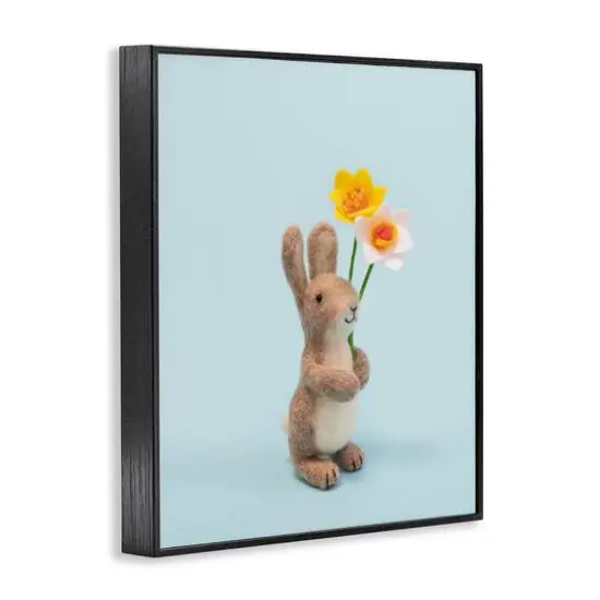 Stupell Industries Spring Bunny Floral Daffodils Framed Giclee Art Black {4}