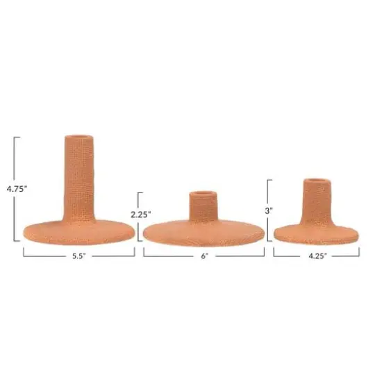 Hello Honey&reg; Stoneware Taper Candle Holder Set Red {7}