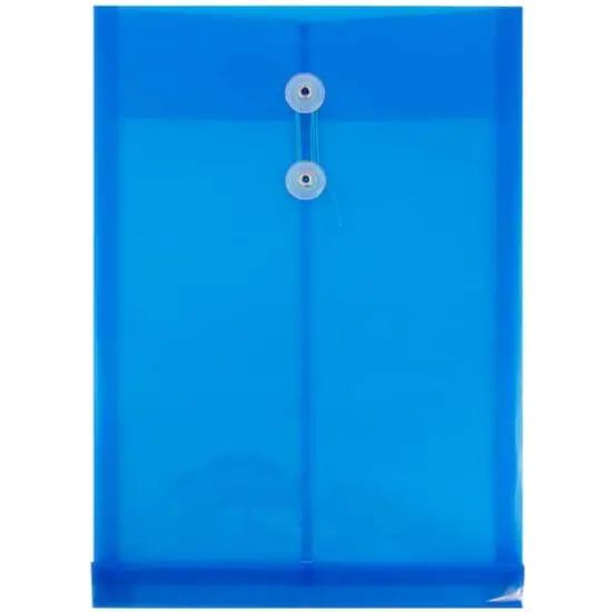 JAM Paper Legal Size Plastic Envelopes with Button & String Tie Closure, 12ct. Blue {1}
