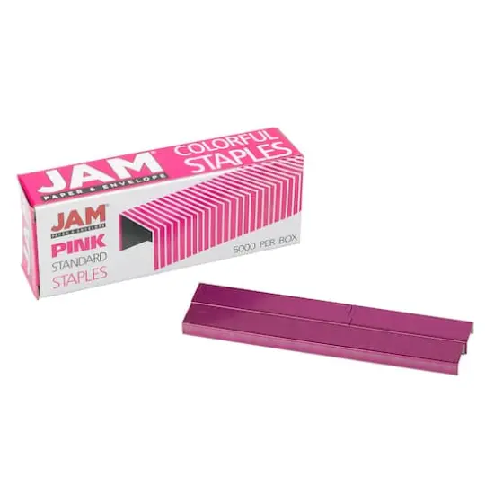JAM Paper Standard Size Staples, 5,000ct. Pink {5}