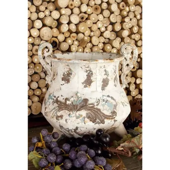 White Metal Vintage Vase, 11" x 11" x 11" {10}