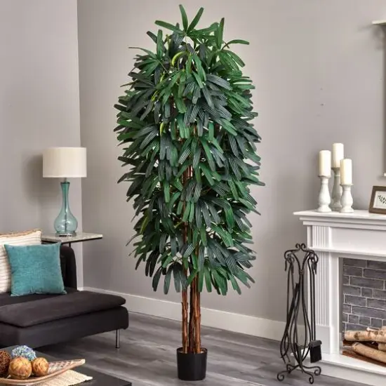 7ft. Potted Raphis Silk Palm Tree {3}