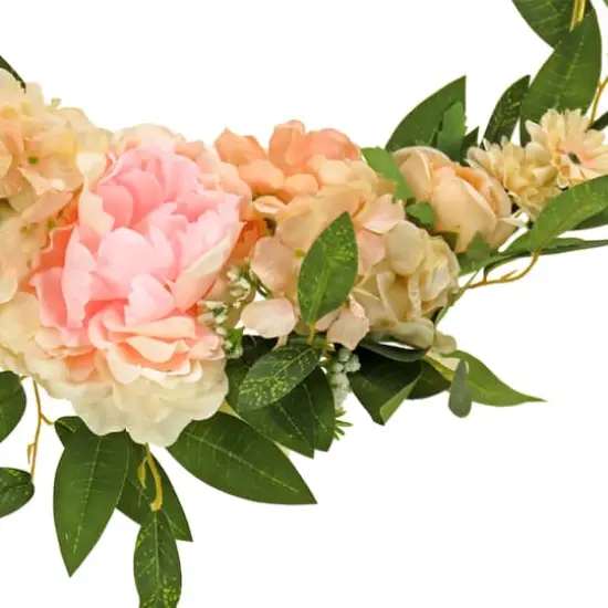 18" Spring Peony & Rose Hoop Wreath {4}