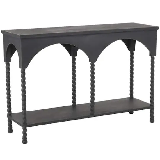 47" Black Wood Arched 1-Shelf Living Room Console Table {1}
