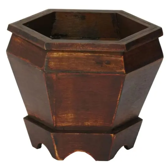 Wooden Hexagon Decorative Planter Set {3}