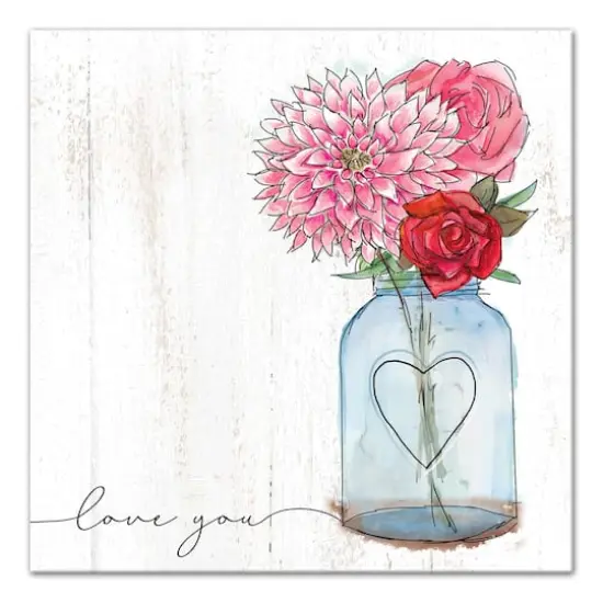 Watercolor Vase Of Flowers Canvas Wall Art {1}
