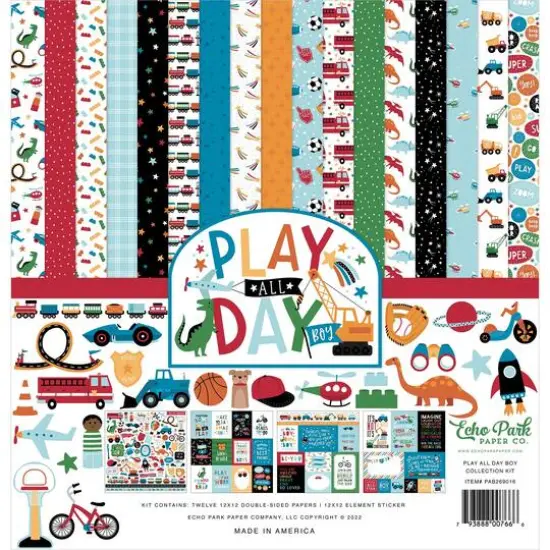 Echo Park&trade; Paper Co. Play All Day Boy Collection Kit, 12" x 12" {1}