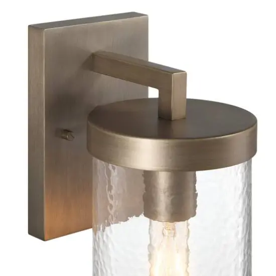 Hello Honey&reg; Aria Tuscan Gold Cylindrical Textured Water Glass & Metal Wall Mounted Outdoor Light {5}