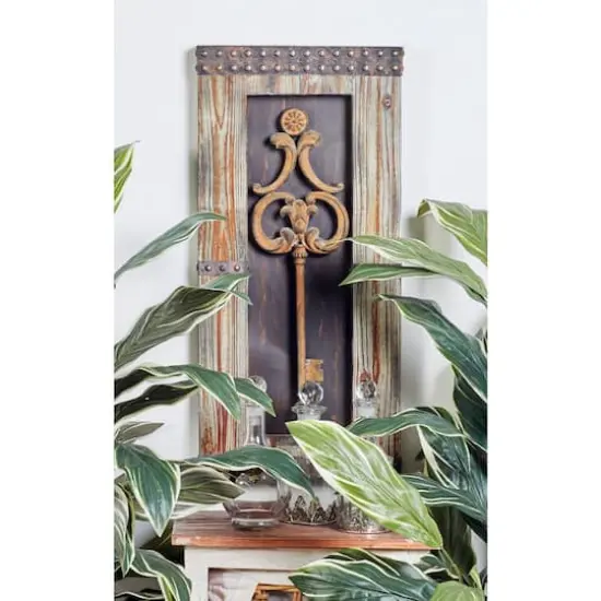 Brown Wood & Metal Rustic Key Wall D&eacute;cor Set {8}