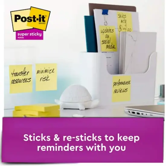 Post-it&reg; 3" x 3" Super Sticky Notes, 5 Pack Canary Yellow {4}