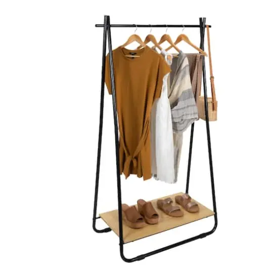 Organize It All Black Garment Rack with Shelf {3}