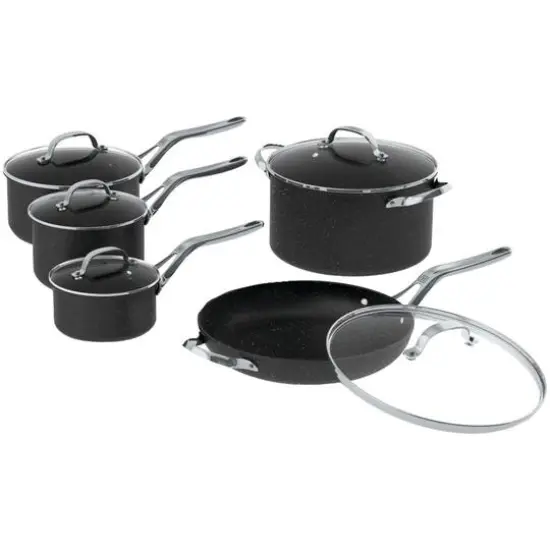 THE ROCK by Starfrit 10-Piece Cookware Set With Stainless Steel Handles {1}