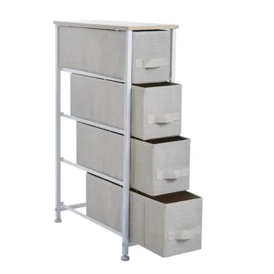 Simplify Beige 4 Drawer Narrow Storage Chest {1}