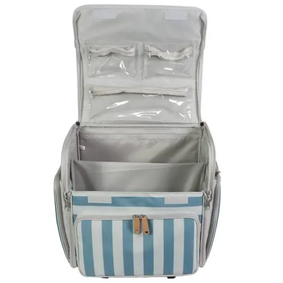 Everything Mary Blue & White Deluxe Collapsible Rolling Craft Bag {6}