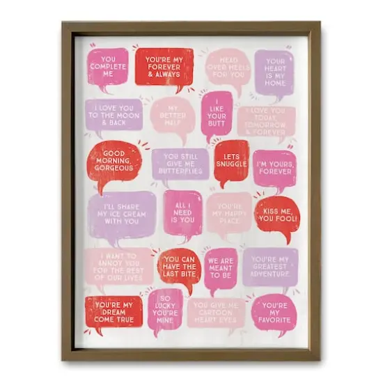 Valentines Love Phrases Framed Print Brown {1}