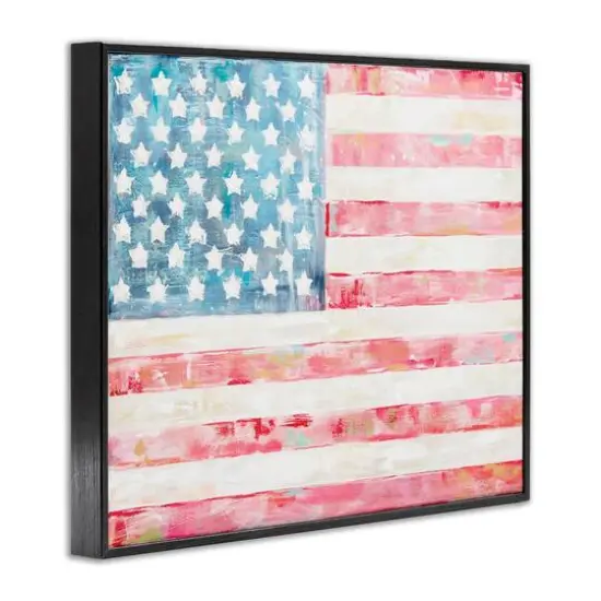 Stupell Industries Patriotic Brushed Flag Framed Giclee Art Black {4}