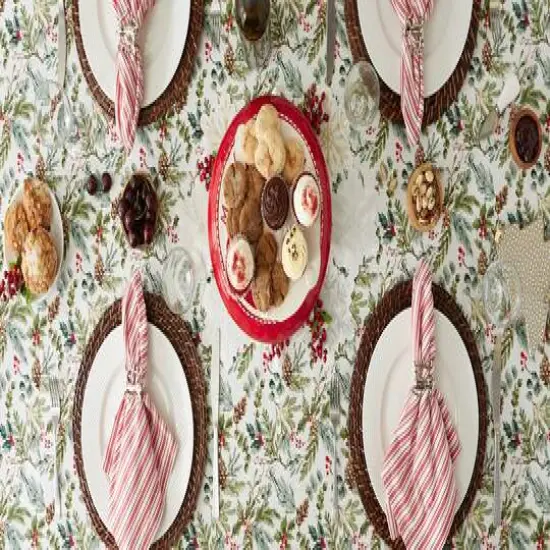 DII&reg; 84" Heritage Holiday Sprigs Printed Tablecloth {9}