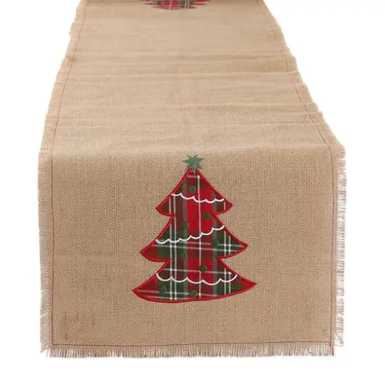 DII&reg; 108" Embroidered Tree Burlap Table Runner {1}