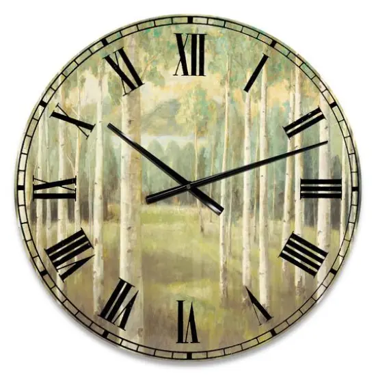 Designart Aspens Neutral Forest Wall Clock {1}