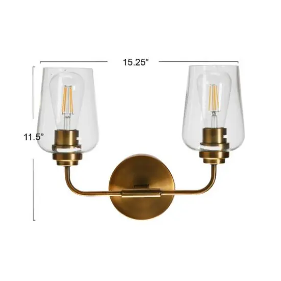 Hello Honey&reg; Robert Stevenson Lighting Holden Metal & Glass 2-Light Vanity Brushed Bronze {5}