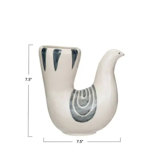 Hello Honey&reg; 7.5" White, Gray & Blue Hand-Painted Stoneware Dove Vase {4}
