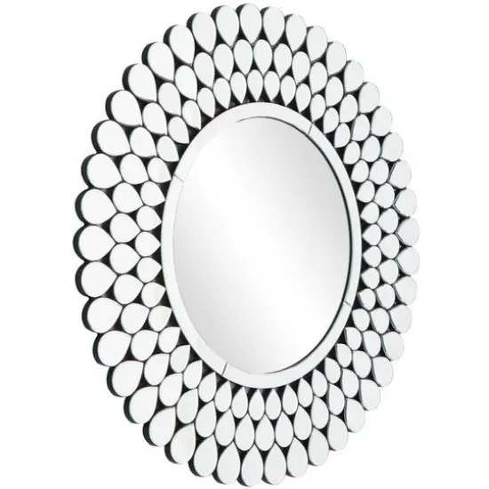 Silver Glass Starburst Wall Mirror with Teardrop Embellishment 31" x 1" x 31" {3}