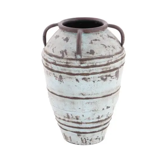 Set of 3 Blue Metal Rustic Vase, 26", 23", 19" {4}