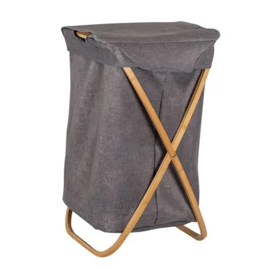 Honey Can Do Gray Bamboo & Canvas Laundry Hamper {7}
