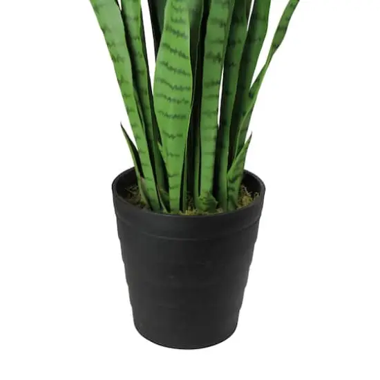 3ft. Potted Two-Tone Green Artificial Snake Plant {3}