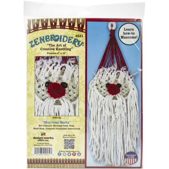 Design Works&trade; Zenbroidery&trade; Santa Macram&eacute; Wall Hanging Kit {4}