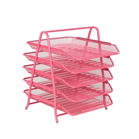 Mind Reader Desk Organizer with 5 Sliding Trays Pink {1}