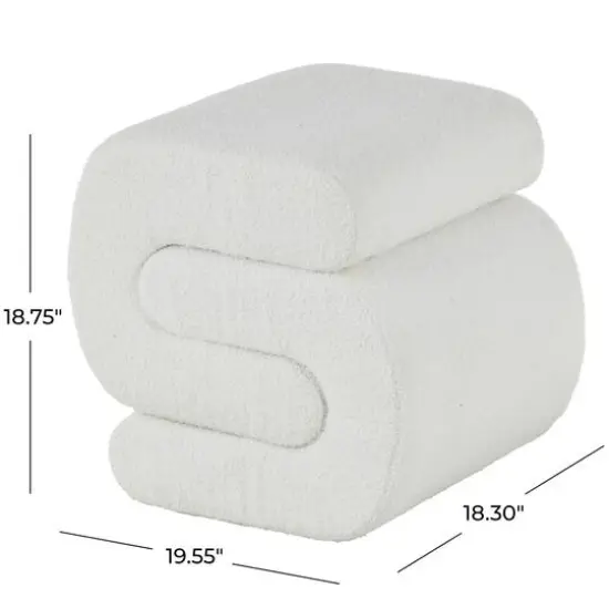 19" S-Shaped Room Ottoman with Connected Arches White {8}