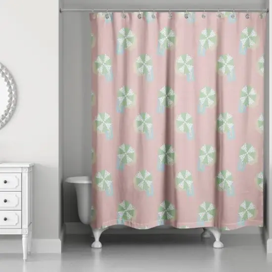 Umbrella Pattern Shower Curtain Pink and Green {3}