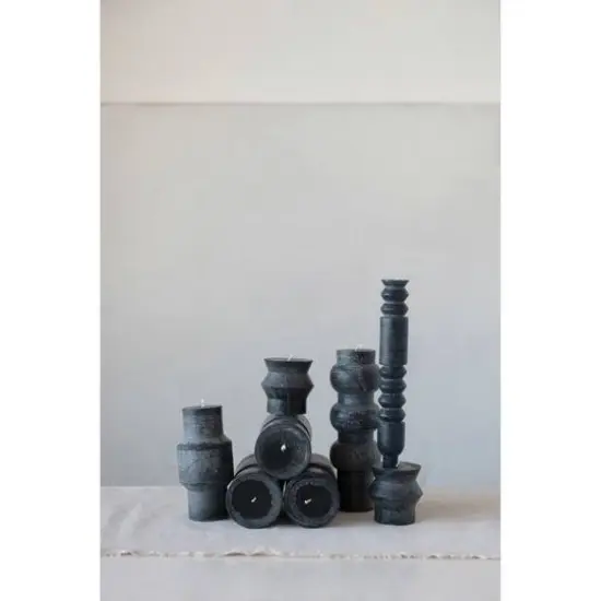 Hello Honey&reg; 3" x 6" Black Unscented Totem Pillar Candle {4}