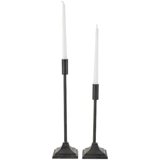 Black Metal Slim Minimalistic Candle Holder Set {1}