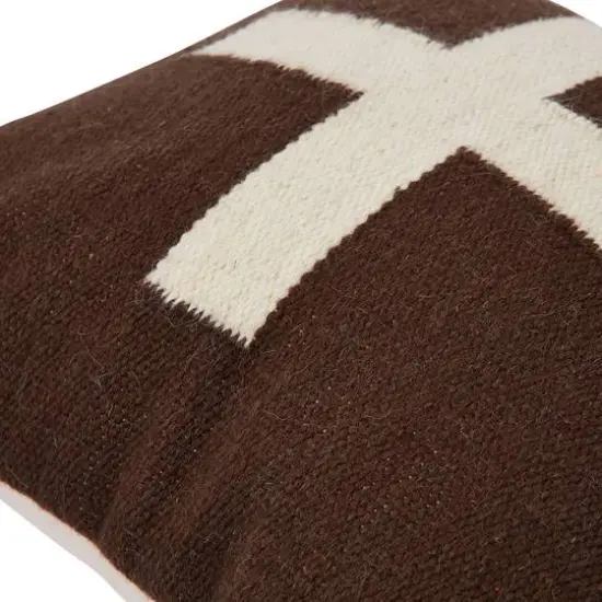 Hello Honey&reg; Brown & Natural Swiss Cross Cotton Wool Throw Pillow {6}