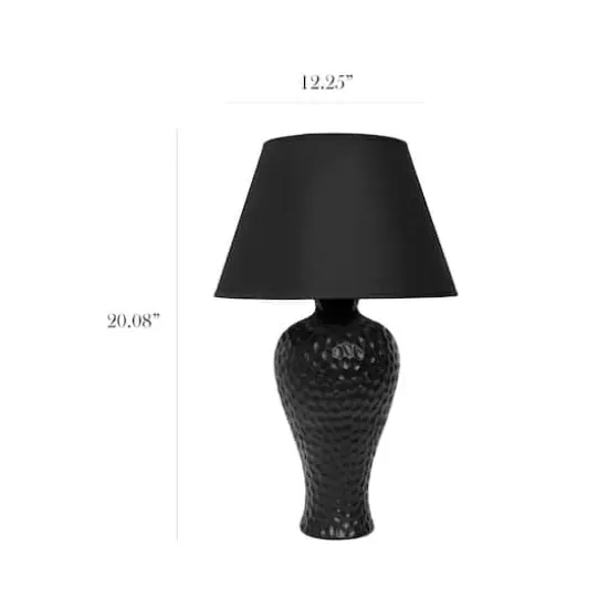 Simple Designs 20" Textured Stucco Curvy Ceramic Table Lamp Black {4}
