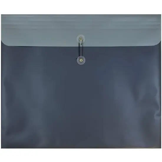 JAM Paper 15" x 18" Metallic Charcoal Blue Button & String Closure Plastic Envelope, 12ct. {1}