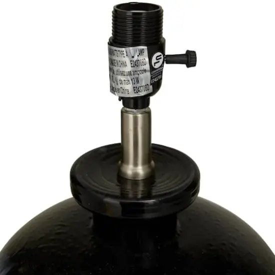 White Glass Gourd Style Base Table Lamp with Drum Shade 17" x 17" x 29" {5}