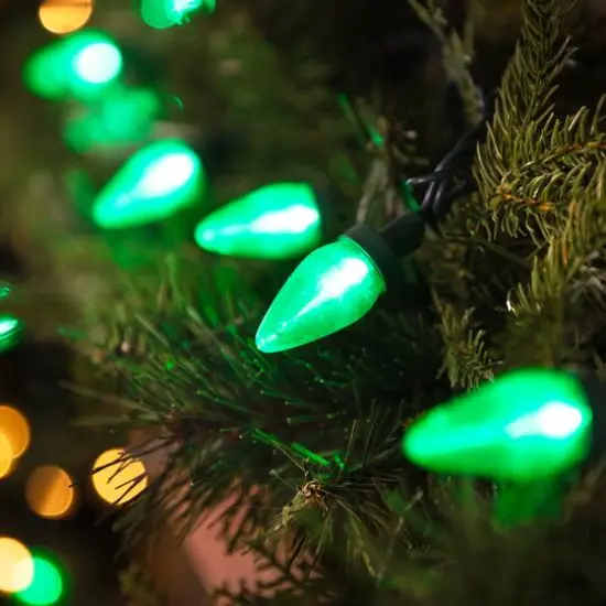 25ct. LED C7 Christmas String Lights Green {6}