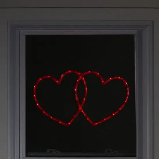 10" Lighted Red Double Heart Window Silhouette Decoration {3}