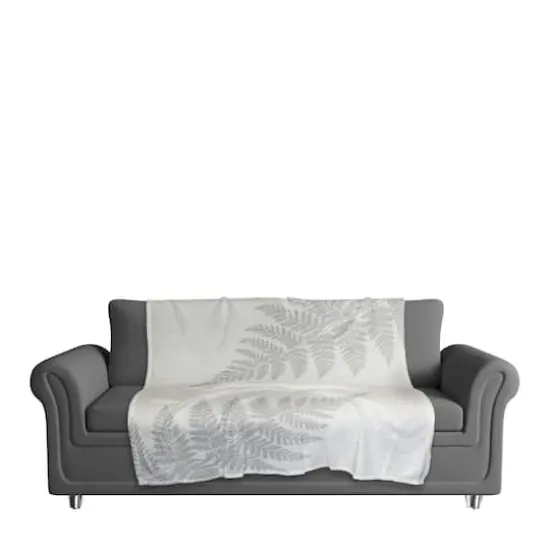 Neutral Fern 50" x 60" Coral Fleece Blanket {4}