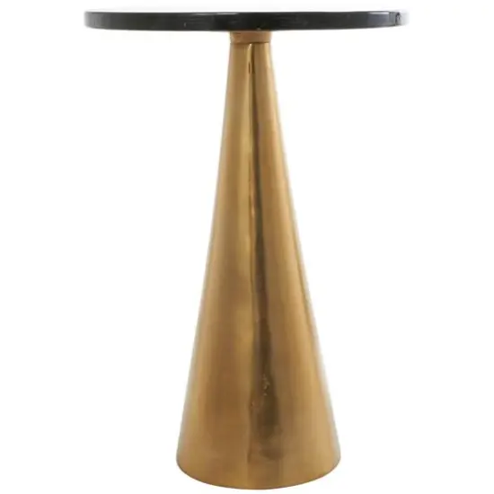 Gold Aluminum Geometric Cone Accent Table with Textured Glass Tabletop {9}