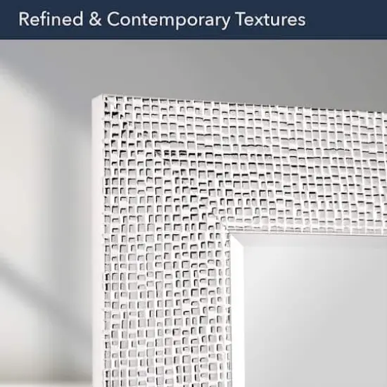 Head West Micro Square Tiled White & Chrome Beveled 27.5" x 33.5" Framed Accent Vanity Mirror {7}