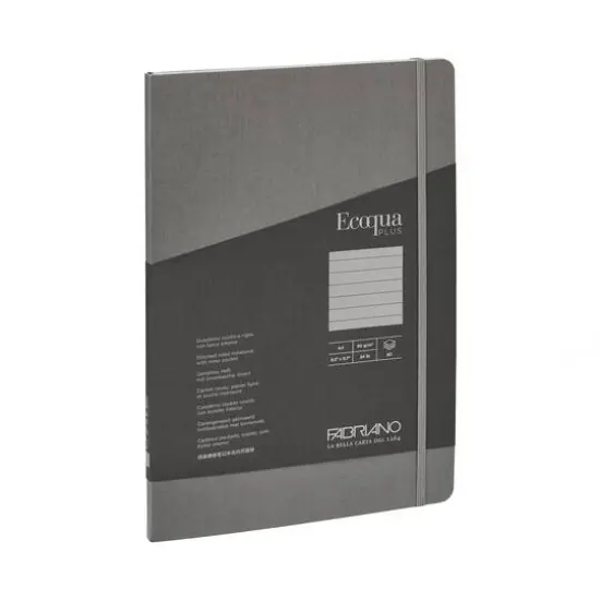 Fabriano&reg; EcoQua Plus A4 Lined Stitch-Bound Notebook Gray {1}