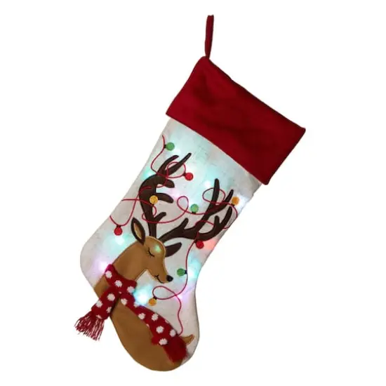 Glitzhome&reg; 21" LED Reindeer Christmas Stockings, 2ct. {4}